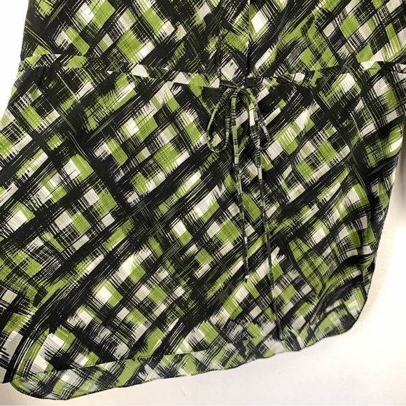 LEONA 100% Silk Green Long Sleeve Tie Waist Tunic Blouse Size M - Picture 6 of 7